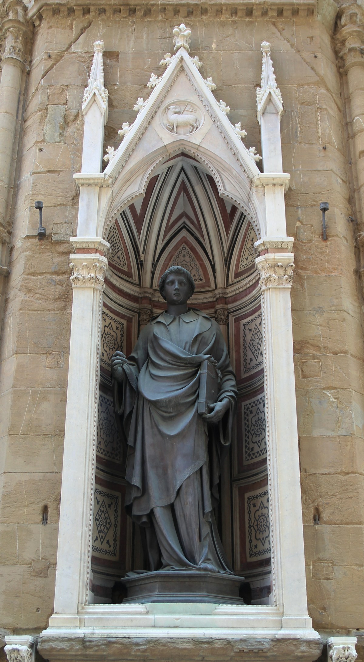 Gothic tabernacle ensemble detail from the exterior replica of Ghiberti’s St Stephen